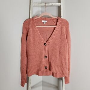 Topshop womens size 14 wool blend button down pink cardigan sweater